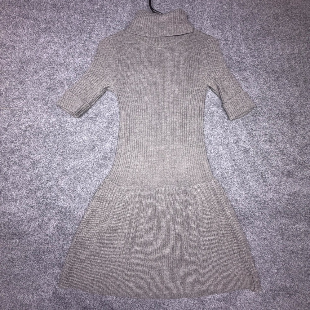 Club Monaco Grey Ribbed Turtleneck Alpaca Wool Blend Knit Dress XS
